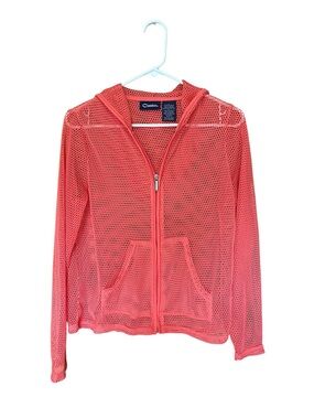 Catalina Coral Open-Knit Zip Hoodie